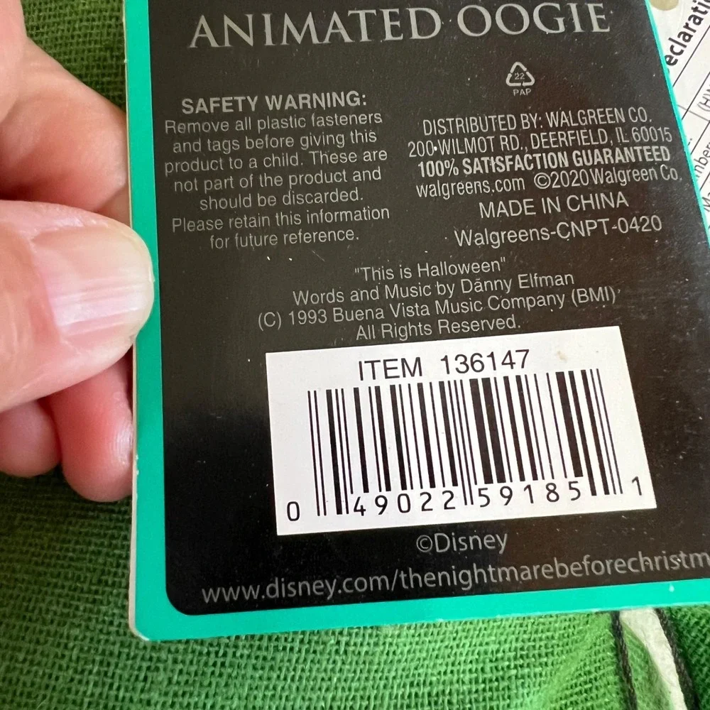 Oogie‎ Boogie Animated Plush Disney's The Nightmare Before Christmas VIDEO